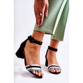 PG1 Sandale din piele intoarsa la moda pe un toc mic Nallia neagra negru albastru argint 1