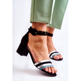PG1 Sandale din piele intoarsa la moda pe un toc mic Nallia neagra negru albastru argint 3