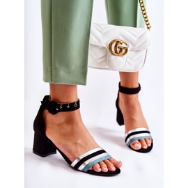 PG1 Sandale din piele intoarsa la moda pe un toc mic Nallia neagra negru albastru argint 5