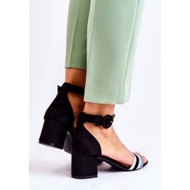 PG1 Sandale din piele intoarsa la moda pe un toc mic Nallia neagra negru albastru argint 4