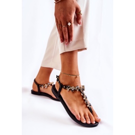 WS1 Sandale Confortabile Damă Flip-flops Cu Ornamente Negru Briven 4