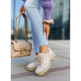 S.Barski Pantofi de damă din piele intoarsa cu siret, bej 1