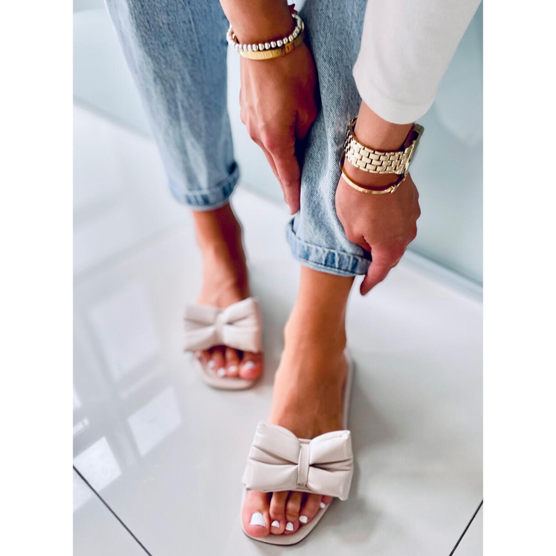 Papuci Mili Beige cu fundita bej 1