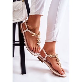 PG2 Sandale la modă flip-flops cu fluturi bej deschis Jennissa 1