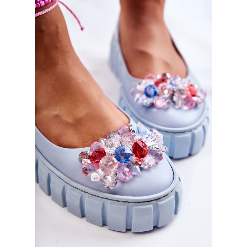 PA2 Balerini din piele pe o platformă cu un decor albastru colorat 1