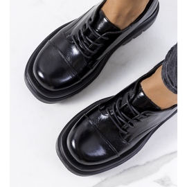 Pantofi negri pe talpa de tractor de la Henta negru 1