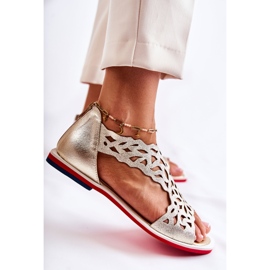 PA2 Sandale ajurate ușoare din piele Alima aurii de aur 1