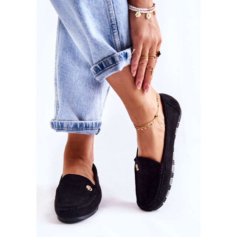 PS1 Mocasini negri din piele intoarsa de dama Colena negru 2