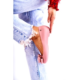 PH1 Balerini de cauciuc de damă, cu o fundă, flori roz 4