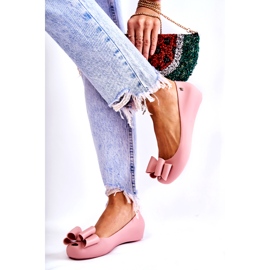 PH1 Balerini de cauciuc de damă, cu o fundă, flori roz 3