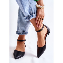 WD1 Sandale de damă din piele de balerini în capris negru Spitz 2