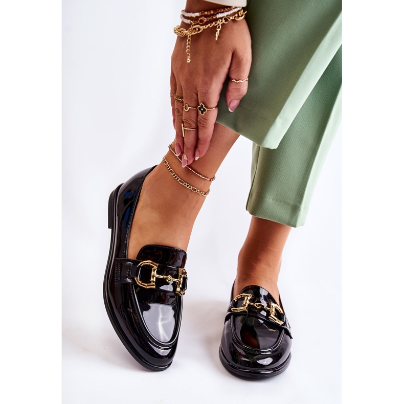 WS1 Mocasini Coriso negri lăcuți de damă negru 2