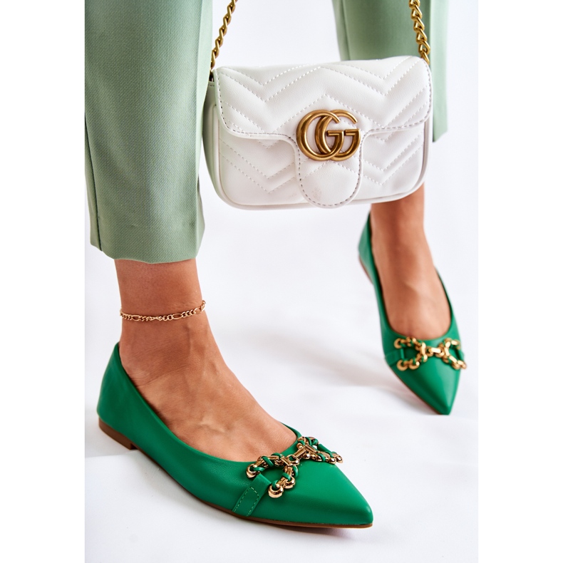 WS1 Balerini De Damă În Spitz Cu Decor Verde Carlos 2 WS1 Balerini De Damă În Spitz Cu Decor Verde Carlos 2