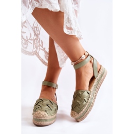 WS1 Sandale Espadrile De Damă Pe Platforma Verde Susane 2