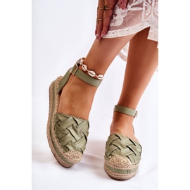 WS1 Sandale Espadrile De Damă Pe Platforma Verde Susane 1