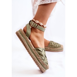 WS1 Sandale Espadrile De Damă Pe Platforma Verde Susane 3