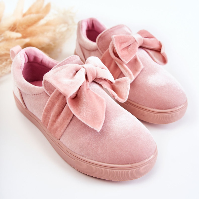 PA1 Pantofi pentru copii Slip-On Cu Fundă Pink Timma roz 1
