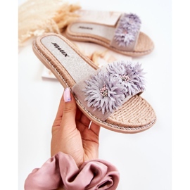 WJ1 Papuci De Dama Cu Flori Tesatura Gri Susana 1 WJ1 Papuci De Dama Cu Flori Tesatura Gri Susana 1