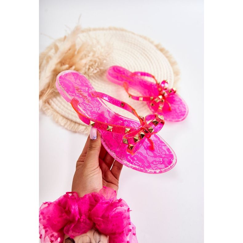 Flip-flops din cauciuc pentru damă, roz Monise 1