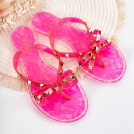 Flip-flops din cauciuc pentru damă, roz Monise 2