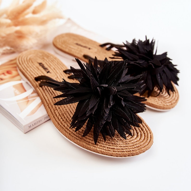 WJ1 Flip-flops Damă Cu Ornament Tesatura Negru Eviana 2