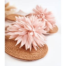 WJ1 Șlapi de damă cu ornament din țesătură Eviana roz deschis 2