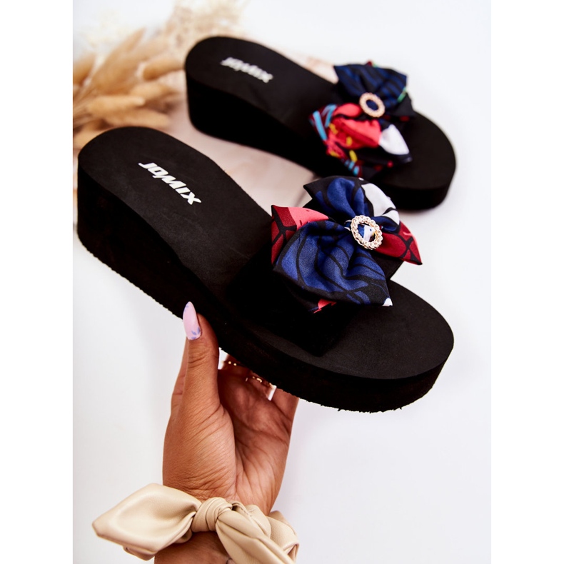 WJ1 Papuci negri pentru femei Silana Foam Wedge negru multicolor 1