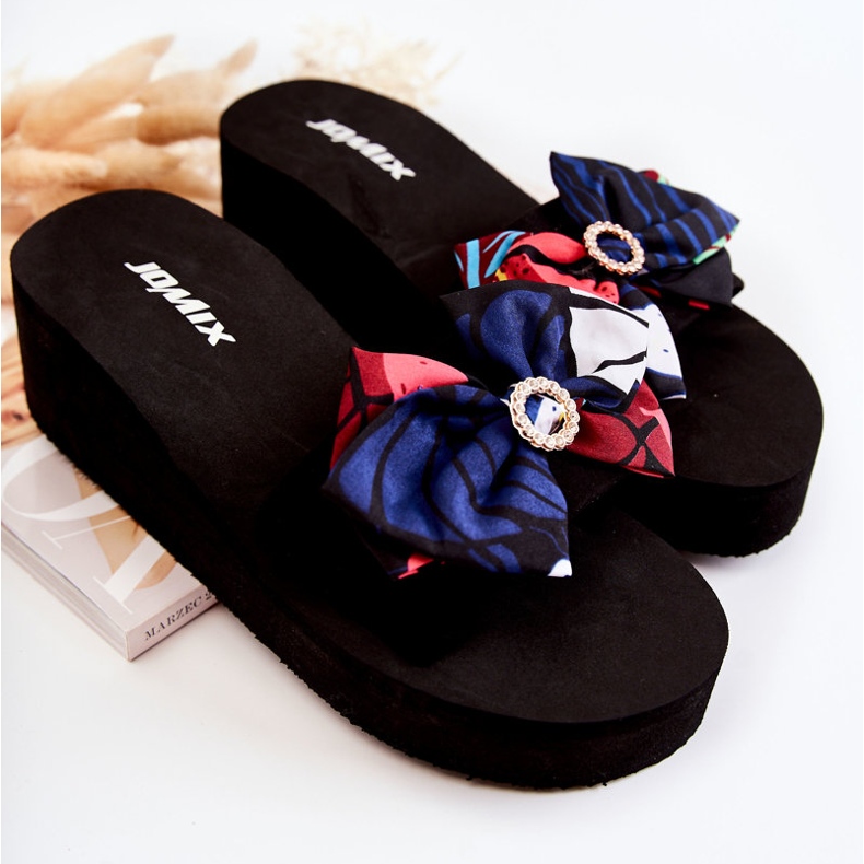 WJ1 Papuci negri pentru femei Silana Foam Wedge negru multicolor 2