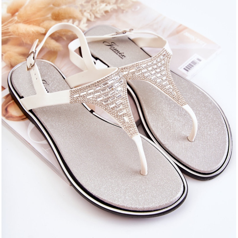 WJ1 Sandale Damă Flip-flops Cu Ornamente Albe Atlanta 1