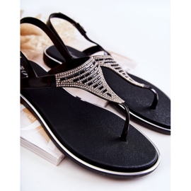 WJ1 Sandale Damă Flip Flops Cu Ornamente Negru Atlanta 2