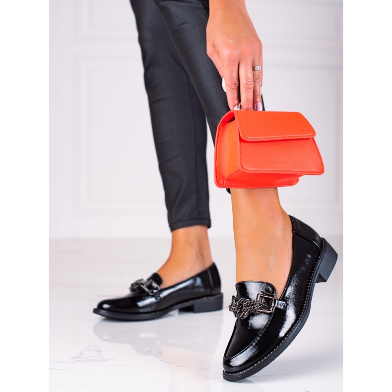 SHELOVET Mocasini de dama patentati negru 2