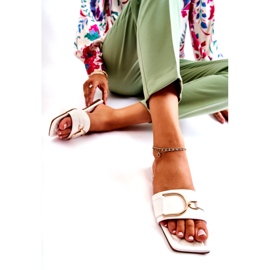 PG2 Papuci Clasici De Damă De Piele Cu Decor Alb Shilla 4