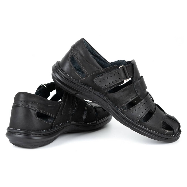 Olivier Sandale negre pentru bărbați 467 negru 4