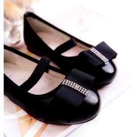 S.Barski Balerini Copii Piele Cu Fundita Decorativa Negru Claril 2