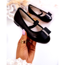 S.Barski Balerini Copii Piele Cu Fundita Decorativa Negru Claril 1