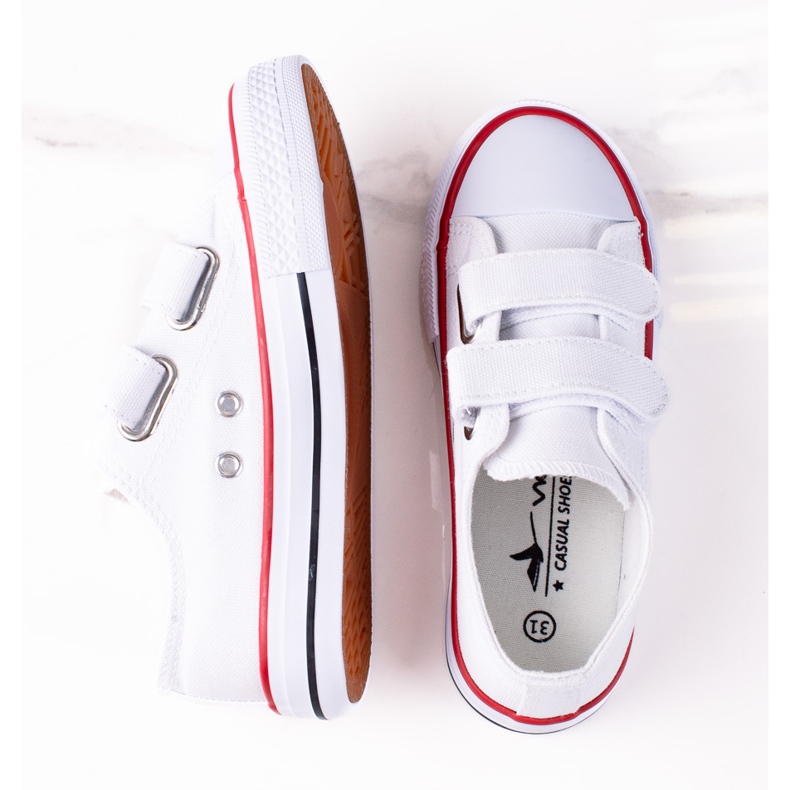 Adidași cu velcro pentru copii Vico alb 1