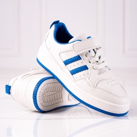 Adidasi copii Shelovet din piele ecologica in alb si albastru 1