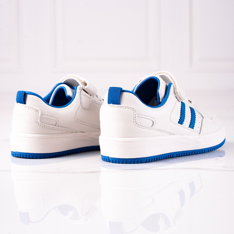 Adidasi copii Shelovet din piele ecologica in alb si albastru 2