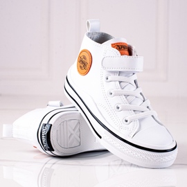 Tenisi inalti pentru copii Shelovet din piele ecologica in culoarea alba 1