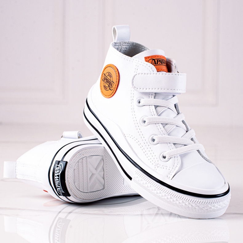 Tenisi inalti pentru copii Shelovet din piele ecologica in culoarea alba 1