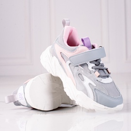 Adidași pentru copii Shelovet pe talpă groasă, gri deschis roz 1