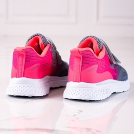 Pantofi sport pentru copii Shelovet cu inchidere velcro roz si gri 1