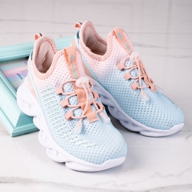 Pantofi sport pentru copii Vico, material bicolor albastru roz 1