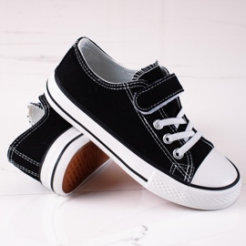 Adidași Vico joasă pentru copii cu șireturi negre negru 1