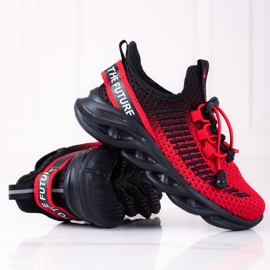 Pantofi sport pentru copii Vico, material bicolor negru roșu 1