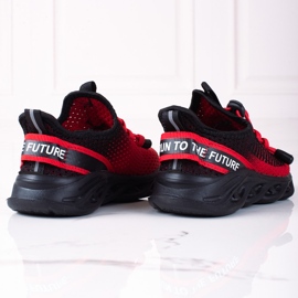 Pantofi sport pentru copii Vico, material bicolor negru roșu 2