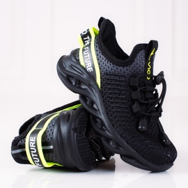 Pantofi sport pentru copii Vico, material bicolor negru gri 2