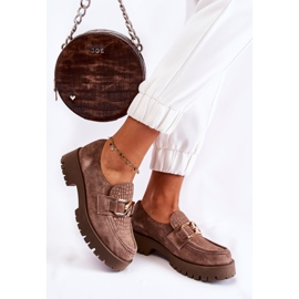 PL5 Mocasini la moda din piele intoarsa Rayhan maro deschis bej 2