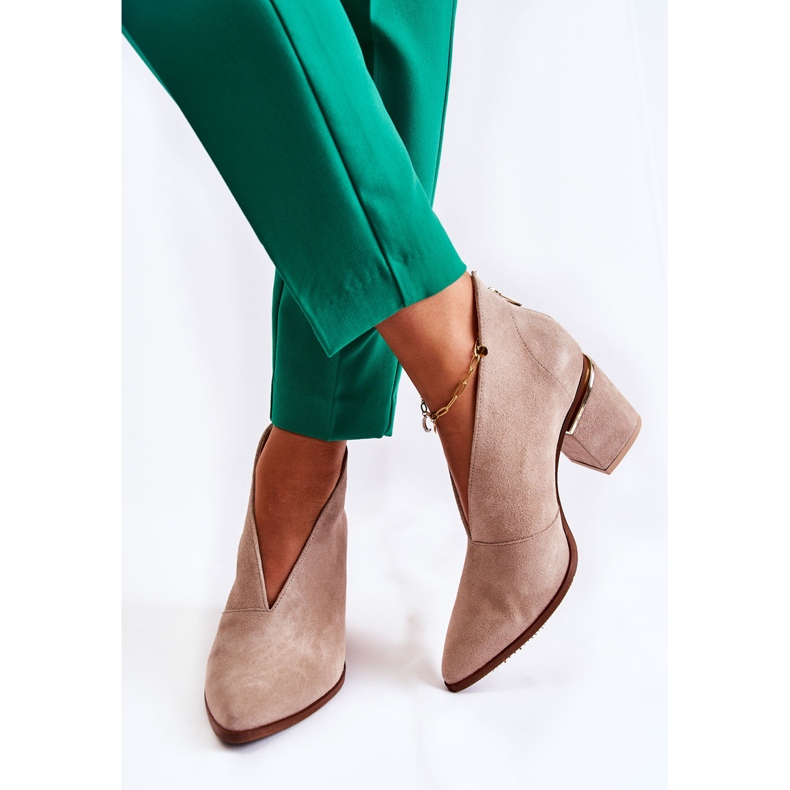 Cizme din piele cu toc înalt Laura Messi Bej deschis 2344 2