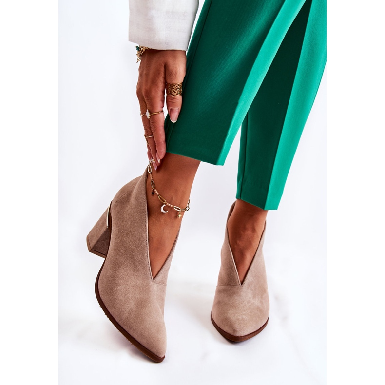 Cizme din piele cu toc înalt Laura Messi Bej deschis 2344 1